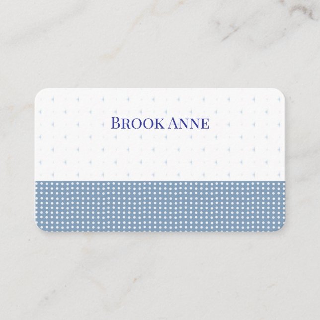 Blue white baby polka dot pattern Business Cards (Front)