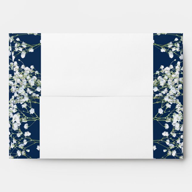 Blue & White Babys Breath Floral Envelopes (Back (Top Flap))