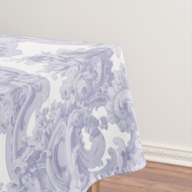 Blue & White Baroque Rococo Louis XV Pattern Tablecloth (In Situ)