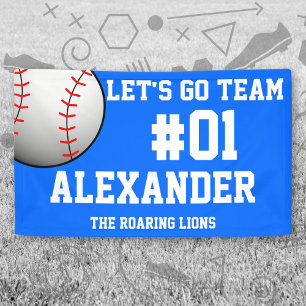 Blue White Baseball Team Spirit Banner