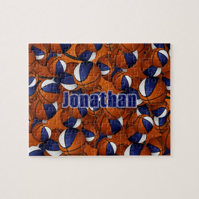 blue white basketball boys girls team colors jigsaw puzzle (Horizontal)