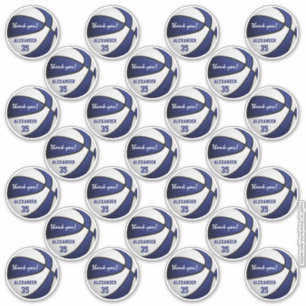 blue white basketball party thank you set of 25