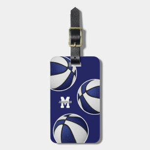 blue white basketball travel team colours luggage tag