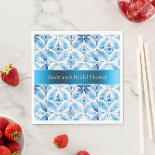 Blue White Batik Floral Bridal Shower Napkin