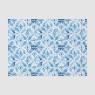 Blue White Batik Floral Bridal Shower Tissue Paper