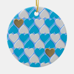 Blue, white Bavarian pattern. Ceramic Tree Decoration