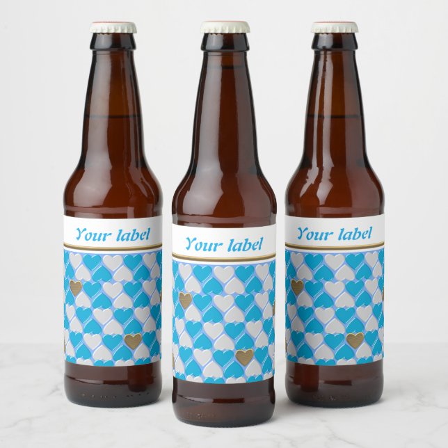 Blue, white Bavarian pattern ,personalised Beer Bottle Label (Bottles)