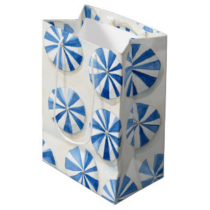 Blue White Beach Umbrellas Bridal Shower Medium Gift Bag