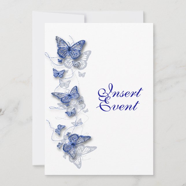 Blue white birthday engagement wedding invitation (Front)