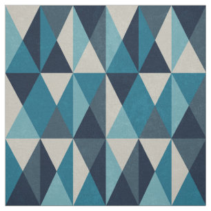 Blue White Black Geometric Rhombic Pattern Fabric