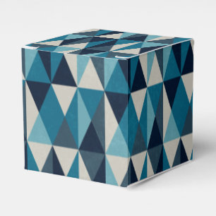 Blue White Black Geometric Rhombic Pattern Favour Box