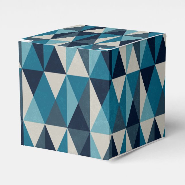 Blue White Black Geometric Rhombic Pattern Favour Box (Front Side)