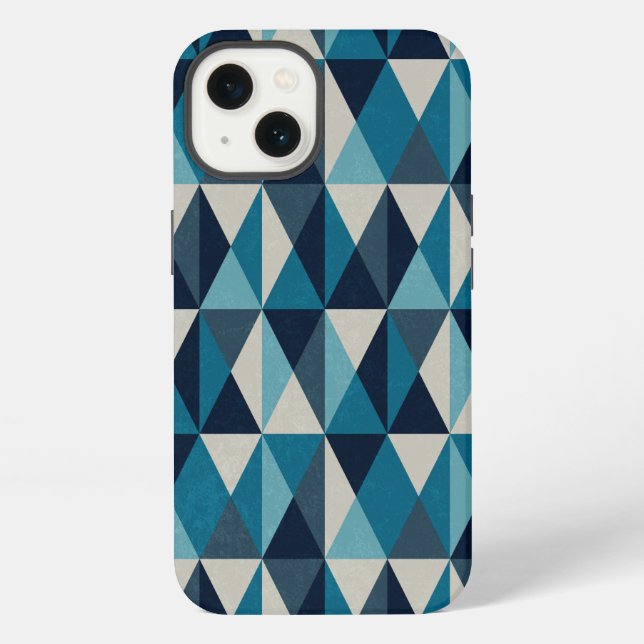 Blue White Black Geometric Rhombic Pattern iPhone Case (Back)