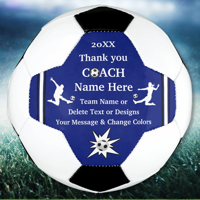 Blue, White, Black Personalised Soccer Coach Gifts Soccer Ball (Soccer Ball White and Black)