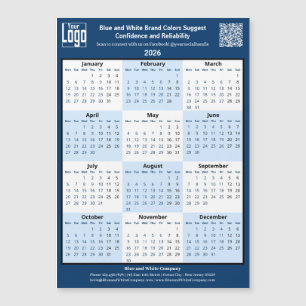 Blue White Black Your Logo 2026 Magnetic Calendar