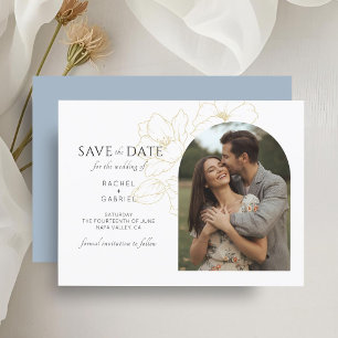 Blue & White   Boho Floral Wedding Save the Date