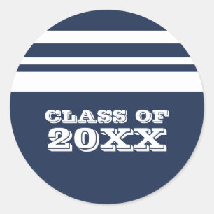 Blue/White Bold Stripes Graduation Stickers