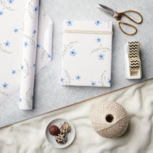 Blue & White Botanical Bliss Wrapping Paper