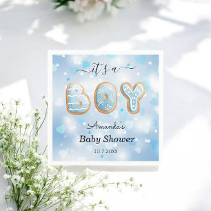 Blue White Boy Baby Shower  Napkin