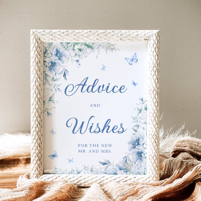 Blue White Bridal Shower Advice and Wishes  Poster (Creator Uploaded)
