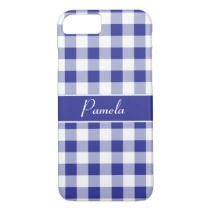Blue White Buffalo Plaid Pattern Personalise Case-Mate iPhone Case