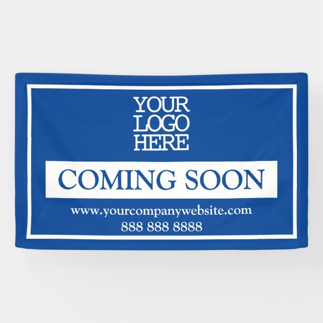 Blue White Business Logo Coming Soon Banner (Horizontal)