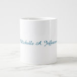 Blue & White Calligraphy Elegant Chic Modern Large Coffee Mug<br><div class="desc">Represent yourself with this modern,  elegant design. This template can be customised to meet all professional occupations.</div>