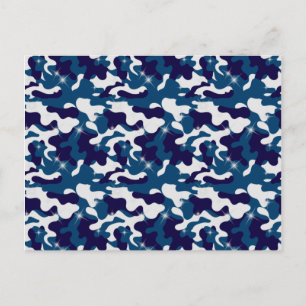 Blue White Camouflage Stars Camo Army Soldier Postcard