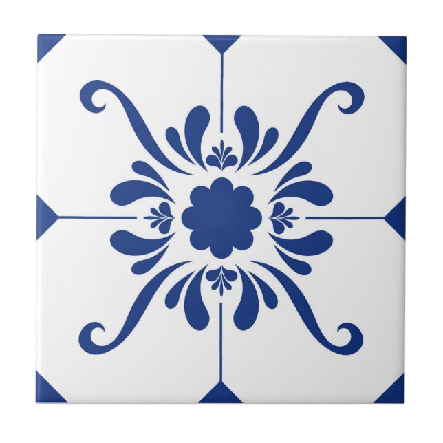 Blue White  Ceramic Tile (Front)