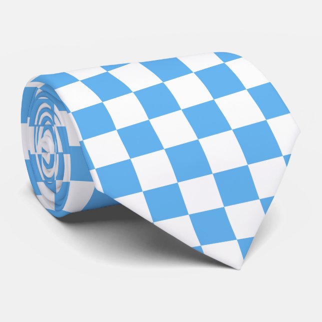 Blue white check pattern tie (Rolled)