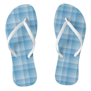 Blue White Checker Abstract Pattern Jandals