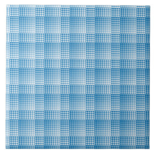 Blue White Checker Abstract Pattern Tile