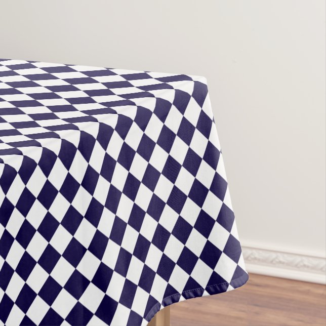 Blue White Checkered Modern Pattern Home Decor Tablecloth (In Situ)