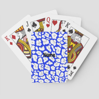 Blue & White Cheetah Print Playing Cards
