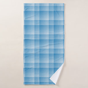 Blue White Chequered Abstract Pattern Bath Towel
