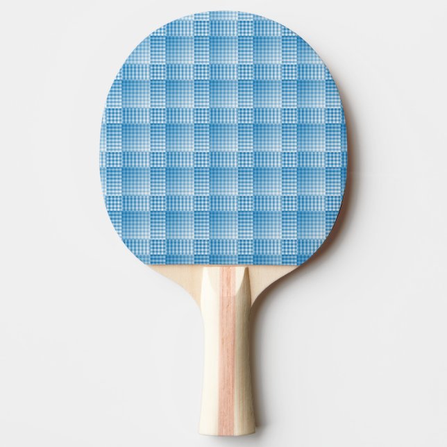 Blue White Chequered Abstract Pattern Ping Pong Paddle (Front)