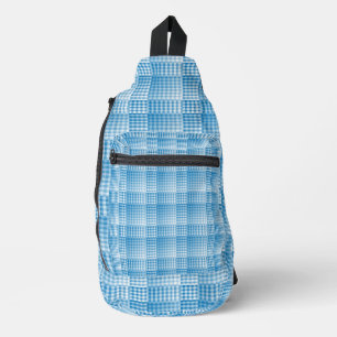 Blue White Chequered Abstract Pattern Sling Bag