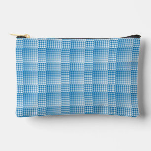 Blue White Chequered Abstract Pattern Small Accessory Pouch