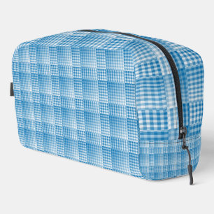 Blue White Chequered Abstract Pattern Toiletry Bag