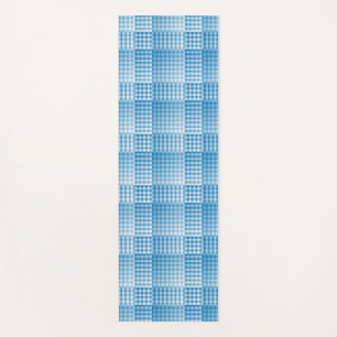 Blue White Chequered Abstract Pattern Yoga Mat