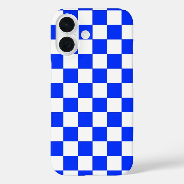 Blue White Chequered Check iPhone Case (Back)