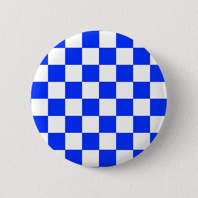 Blue White Chequered Check Pattern 6 Cm Round Badge (Front)