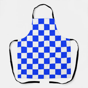 Blue White Chequered Check Pattern Apron