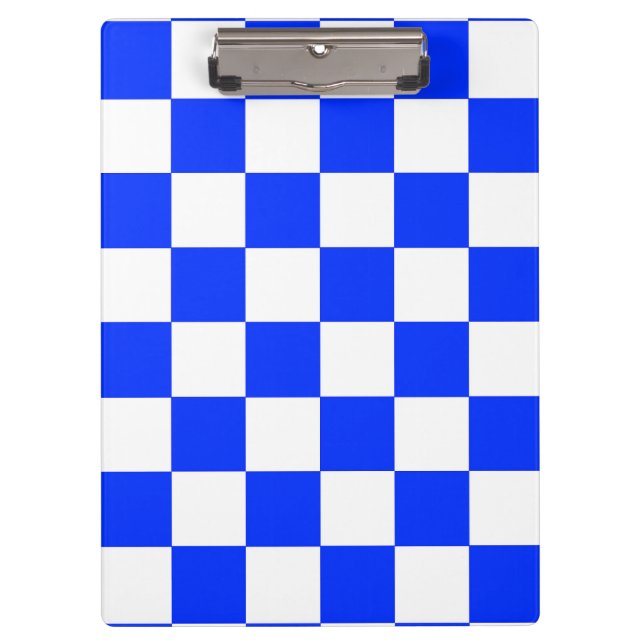Blue White Chequered Check Pattern Clipboard (Front)