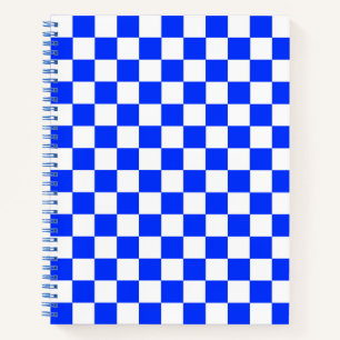 Blue White Chequered Check Pattern Notebook
