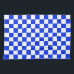 Blue White Chequered Check Pattern Tea Towel<br><div class="desc">Blue and White Check Chequered Geometric Squares Pattern Design</div>