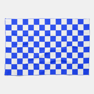 Blue White Chequered Check Pattern Tea Towel