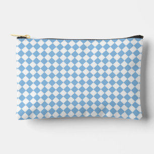 Blue White Chequered Diamond Pattern Accessory Pouch