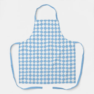 Blue White Chequered Diamond Pattern Apron