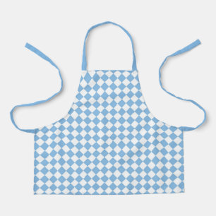 Blue White Chequered Diamond Pattern Apron